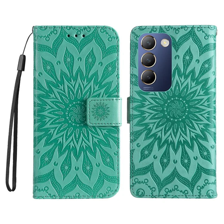 KT Imprinting Flower Series-1 For vivo V40 SE 5G / Y100 5G (Indonesia) / Y200e 5G / V30 Lite 5G (India) Case Leather Phone Cover