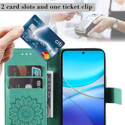 KT Imprinting Flower Series-1 For vivo V40 SE 5G / Y100 5G (Indonesia) / Y200e 5G / V30 Lite 5G (India) Case Leather Phone Cover