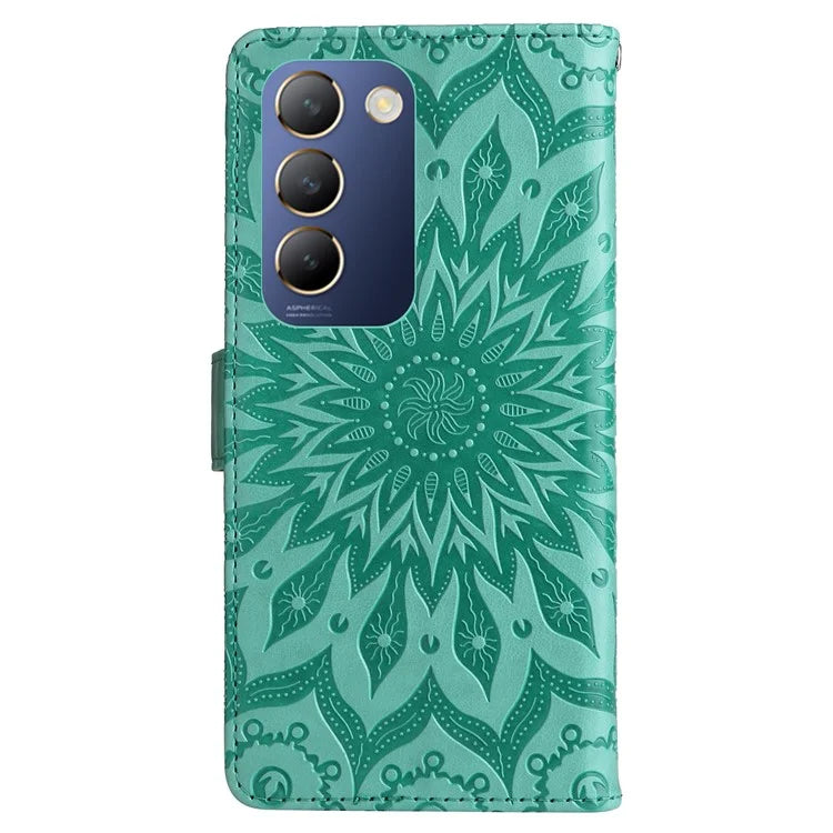 KT Imprinting Flower Series-1 For vivo V40 SE 5G / Y100 5G (Indonesia) / Y200e 5G / V30 Lite 5G (India) Case Leather Phone Cover