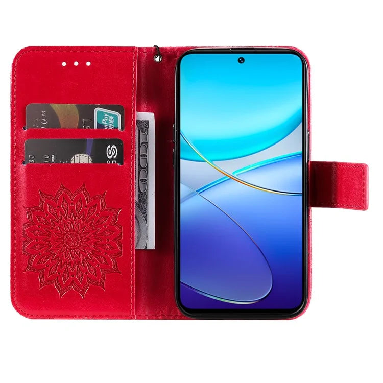 KT Imprinting Flower Series-1 For vivo V40 SE 5G / Y100 5G (Indonesia) / Y200e 5G / V30 Lite 5G (India) Case Leather Phone Cover