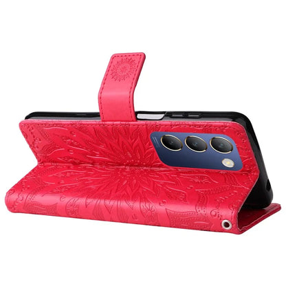 KT Imprinting Flower Series-1 For vivo V40 SE 5G / Y100 5G (Indonesia) / Y200e 5G / V30 Lite 5G (India) Case Leather Phone Cover