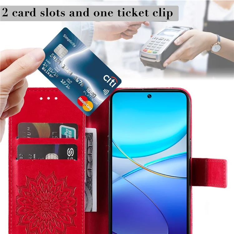 KT Imprinting Flower Series-1 For vivo V40 SE 5G / Y100 5G (Indonesia) / Y200e 5G / V30 Lite 5G (India) Case Leather Phone Cover