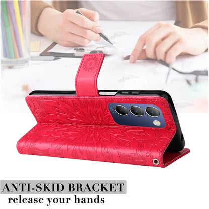 KT Imprinting Flower Series-1 For vivo V40 SE 5G / Y100 5G (Indonesia) / Y200e 5G / V30 Lite 5G (India) Case Leather Phone Cover