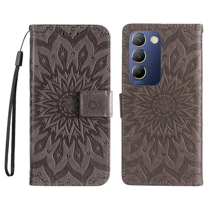 KT Imprinting Flower Series-1 For vivo V40 SE 5G / Y100 5G (Indonesia) / Y200e 5G / V30 Lite 5G (India) Case Leather Phone Cover