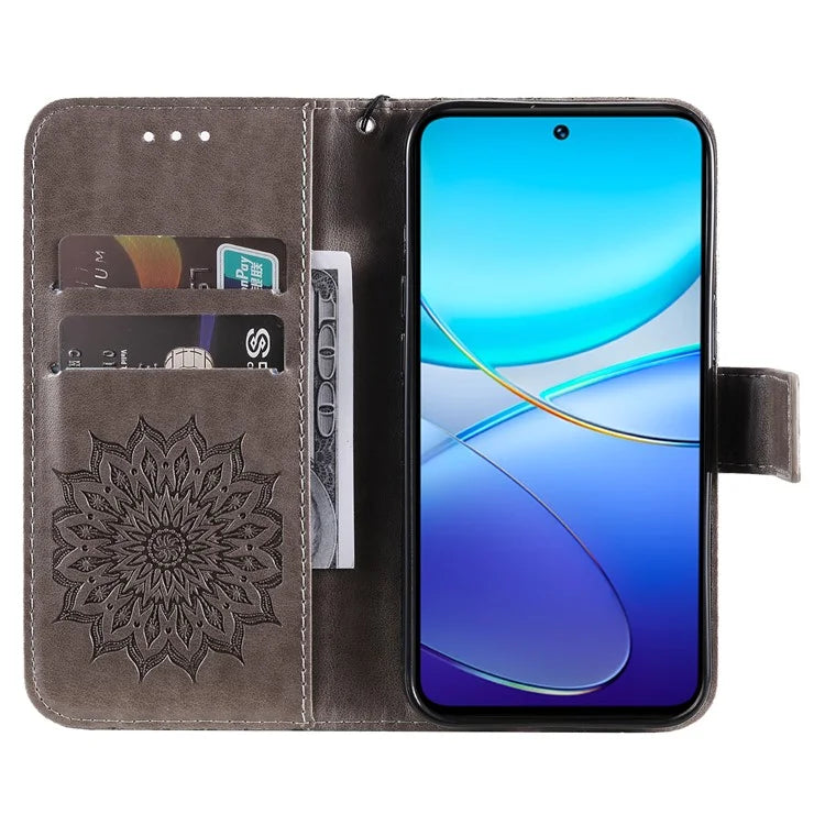 KT Imprinting Flower Series-1 For vivo V40 SE 5G / Y100 5G (Indonesia) / Y200e 5G / V30 Lite 5G (India) Case Leather Phone Cover