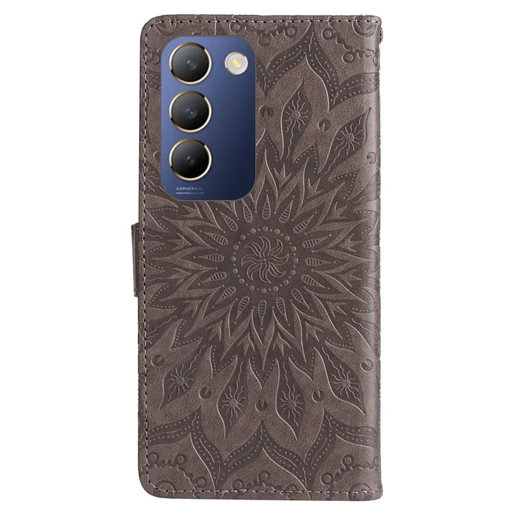 KT Imprinting Flower Series-1 For vivo V40 SE 5G / Y100 5G (Indonesia) / Y200e 5G / V30 Lite 5G (India) Case Leather Phone Cover