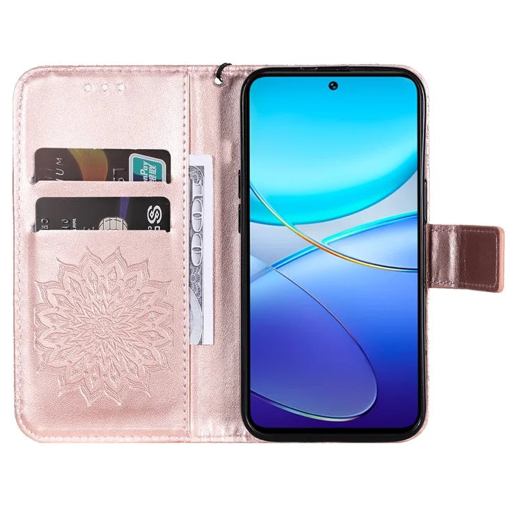 KT Imprinting Flower Series-1 For vivo V40 SE 5G / Y100 5G (Indonesia) / Y200e 5G / V30 Lite 5G (India) Case Leather Phone Cover
