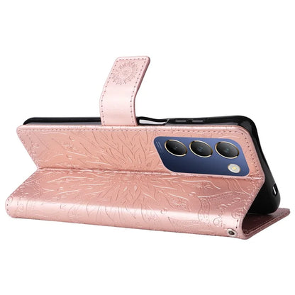 KT Imprinting Flower Series-1 For vivo V40 SE 5G / Y100 5G (Indonesia) / Y200e 5G / V30 Lite 5G (India) Case Leather Phone Cover