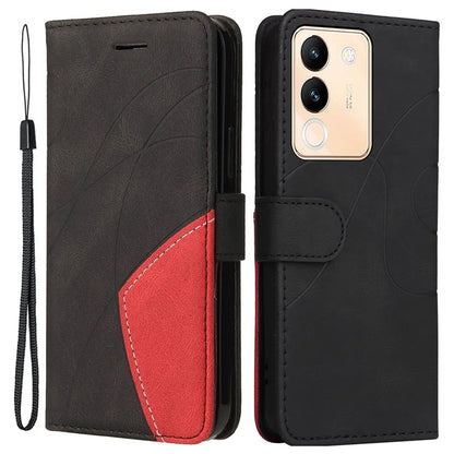 KT Leather Series-1 For vivo V29e (Global) 5G / Y200 (India) 5G Case Dual Color Splicing Phone Leather Cover
