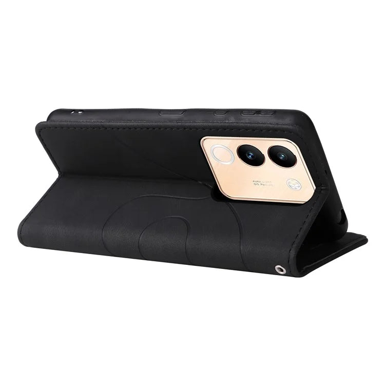 KT Leather Series-1 For vivo V29e (Global) 5G / Y200 (India) 5G Case Dual Color Splicing Phone Leather Cover