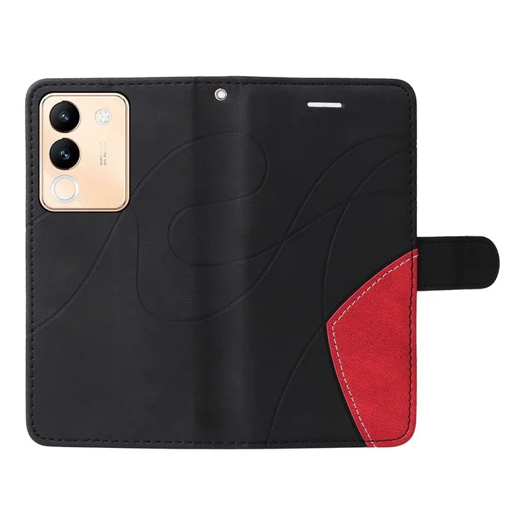 KT Leather Series-1 For vivo V29e (Global) 5G / Y200 (India) 5G Case Dual Color Splicing Phone Leather Cover