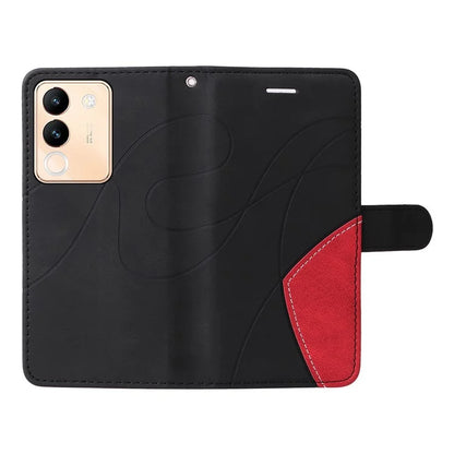 KT Leather Series-1 For vivo V29e (Global) 5G / Y200 (India) 5G Case Dual Color Splicing Phone Leather Cover
