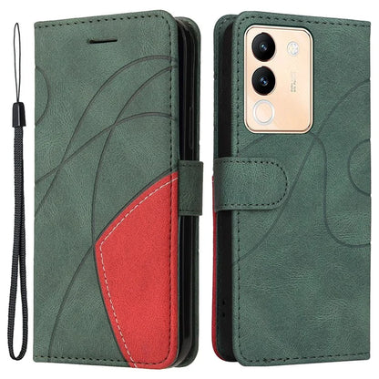 KT Leather Series-1 For vivo V29e (Global) 5G / Y200 (India) 5G Case Dual Color Splicing Phone Leather Cover