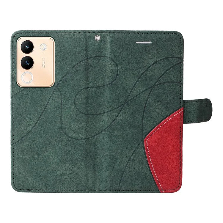 KT Leather Series-1 For vivo V29e (Global) 5G / Y200 (India) 5G Case Dual Color Splicing Phone Leather Cover
