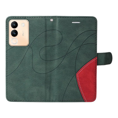 KT Leather Series-1 For vivo V29e (Global) 5G / Y200 (India) 5G Case Dual Color Splicing Phone Leather Cover