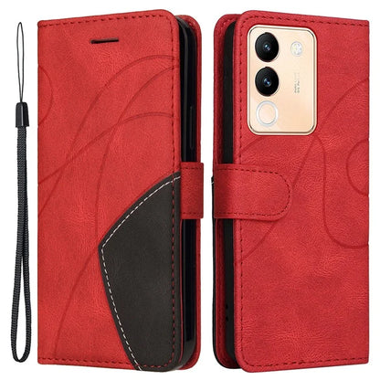 KT Leather Series-1 For vivo V29e (Global) 5G / Y200 (India) 5G Case Dual Color Splicing Phone Leather Cover