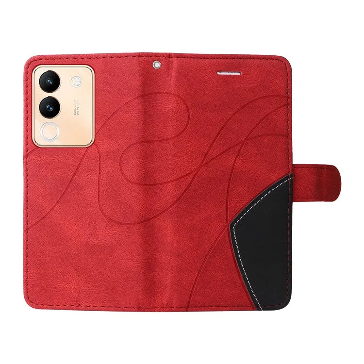 KT Leather Series-1 For vivo V29e (Global) 5G / Y200 (India) 5G Case Dual Color Splicing Phone Leather Cover