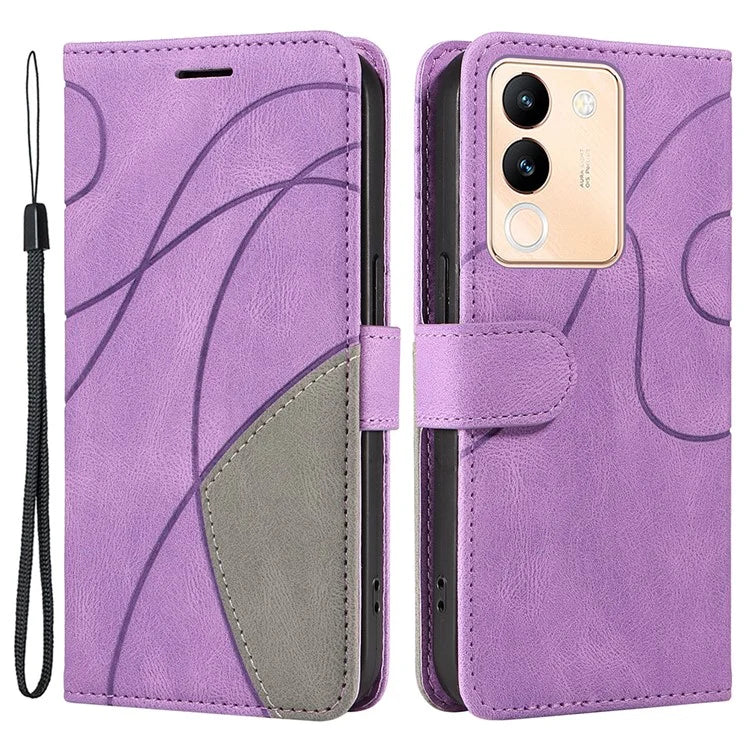 KT Leather Series-1 For vivo V29e (Global) 5G / Y200 (India) 5G Case Dual Color Splicing Phone Leather Cover