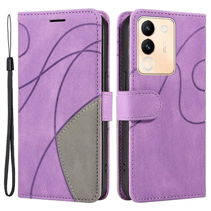 KT Leather Series-1 For vivo V29e (Global) 5G / Y200 (India) 5G Case Dual Color Splicing Phone Leather Cover