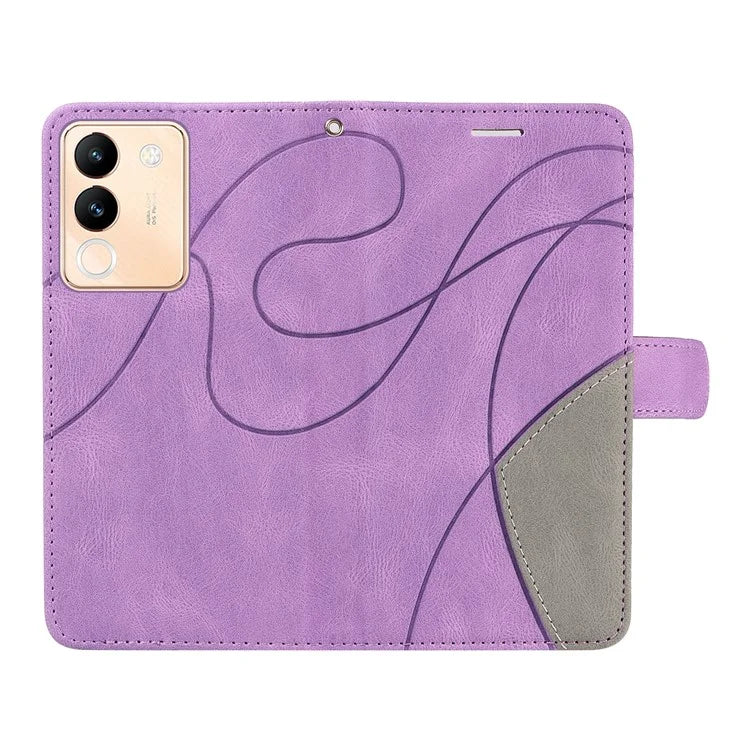 KT Leather Series-1 For vivo V29e (Global) 5G / Y200 (India) 5G Case Dual Color Splicing Phone Leather Cover