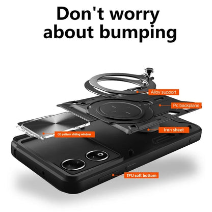 For Honor 90 Cover TPU+PC Phone Protective Shell Slide Camera Lid Kickstand Phone Case
