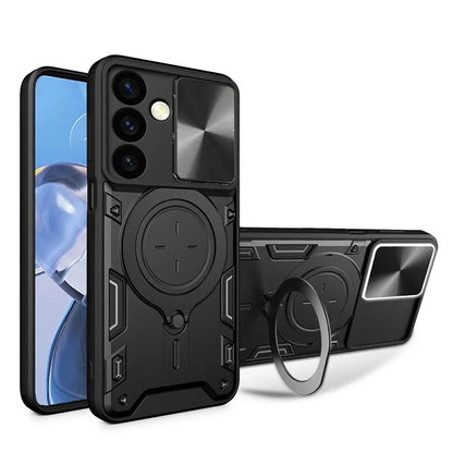 For Samsung Galaxy M34 5G Kickstand Case Slide Camera Lid TPU+PC Hybrid Phone Cover
