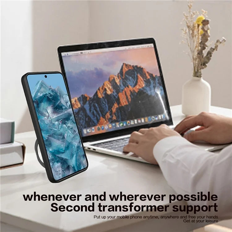 For Google Pixel 8 Pro Case Kickstand TPU+PC Phone Shell with Slide Lens Cover