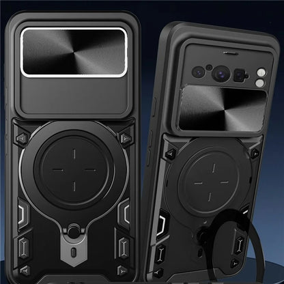 For Google Pixel 8 Pro Case Kickstand TPU+PC Phone Shell with Slide Lens Cover