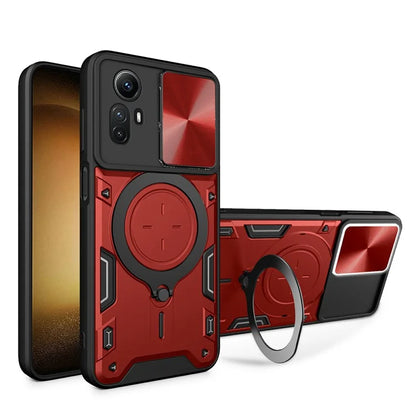 For Xiaomi Redmi Note 12S 4G Case Anti-Drop TPU+PC Phone Cover with Kickstand, Slide Lens Lid