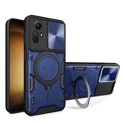 For Xiaomi Redmi Note 12S 4G Case Anti-Drop TPU+PC Phone Cover with Kickstand, Slide Lens Lid