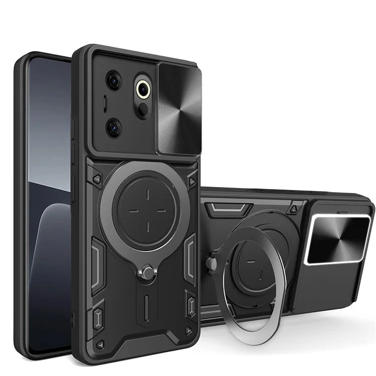 For TECNO Camon 20 Premier 5G Kickstand Case Slide Lens Cover TPU+PC Phone Shell