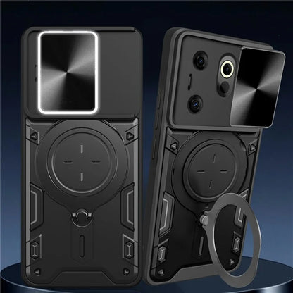 For TECNO Camon 20 Premier 5G Kickstand Case Slide Lens Cover TPU+PC Phone Shell