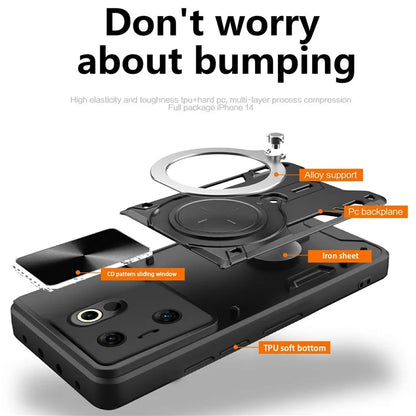 For TECNO Camon 20 Premier 5G Kickstand Case Slide Lens Cover TPU+PC Phone Shell