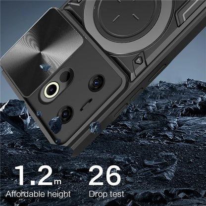 For TECNO Camon 20 Premier 5G Kickstand Case Slide Lens Cover TPU+PC Phone Shell
