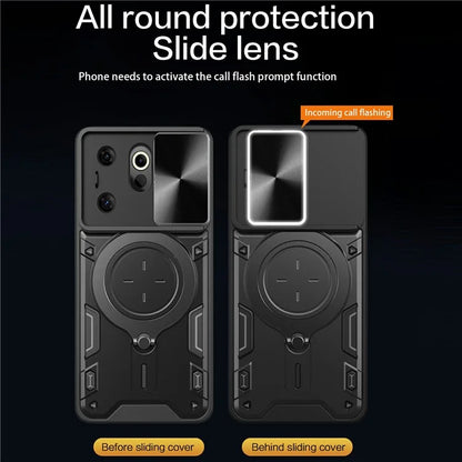 For TECNO Camon 20 Premier 5G Kickstand Case Slide Lens Cover TPU+PC Phone Shell