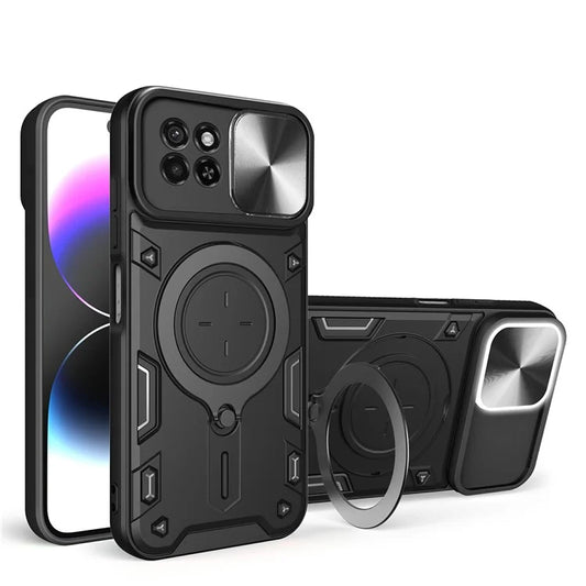 For itel S23+ Case Lens Protection Anti-Scratch TPU+PC Phone Cover Finger Kickstand