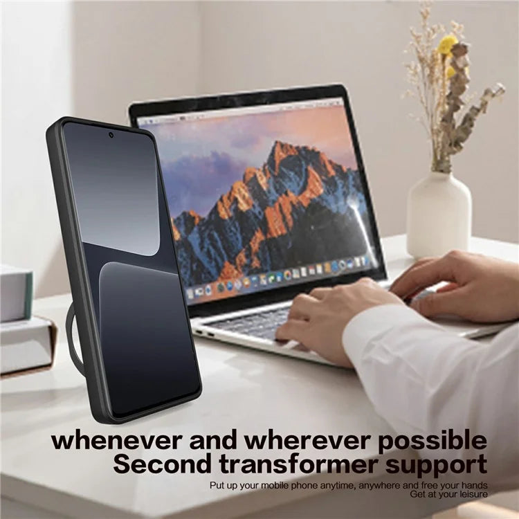 For Xiaomi Redmi Note 13 Pro 5G / Poco X6 5G Case Kickstand TPU+PC Phone Cover with Slide Lens Lid