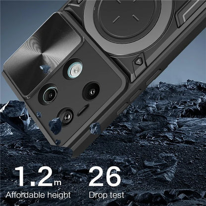 For Xiaomi Redmi Note 13 Pro 5G / Poco X6 5G Case Kickstand TPU+PC Phone Cover with Slide Lens Lid