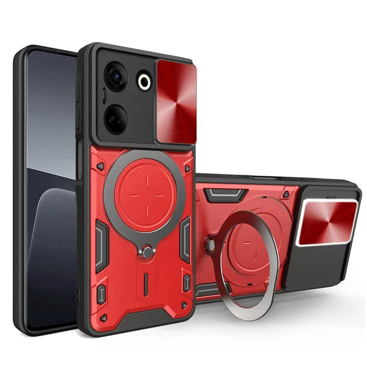 For TECNO Camon 20 4G / 20 Pro 4G Case Kickstand TPU+PC Slim Phone Cases with Slide Lens Lid