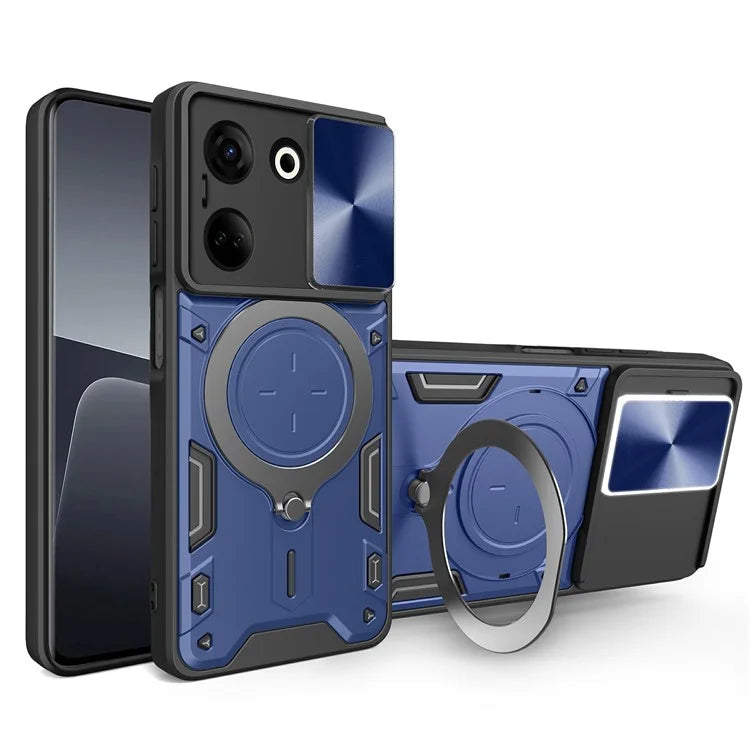 For TECNO Camon 20 4G / 20 Pro 4G Case Kickstand TPU+PC Slim Phone Cases with Slide Lens Lid