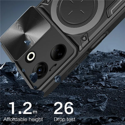 For TECNO Camon 20 4G / 20 Pro 4G Case Kickstand TPU+PC Slim Phone Cases with Slide Lens Lid