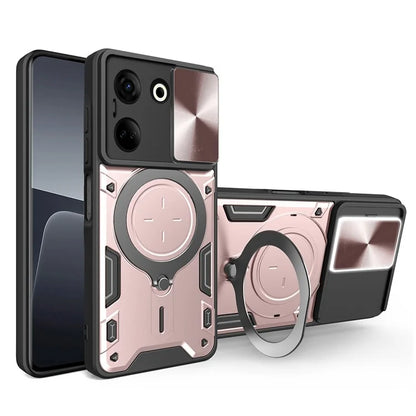 For TECNO Camon 20 4G / 20 Pro 4G Case Kickstand TPU+PC Slim Phone Cases with Slide Lens Lid
