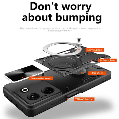 For TECNO Camon 20 4G / 20 Pro 4G Case Kickstand TPU+PC Slim Phone Cases with Slide Lens Lid