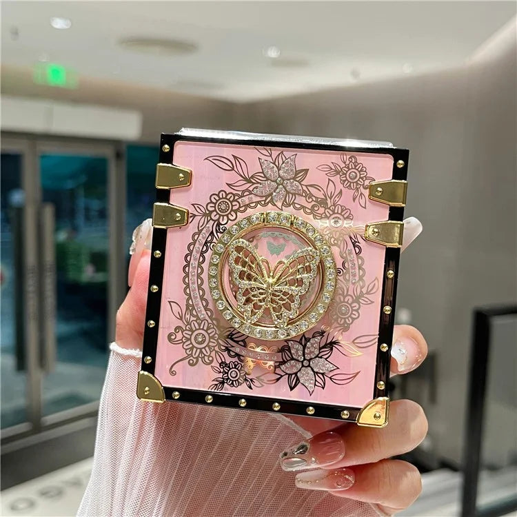 For Samsung Galaxy Z Flip5 5G Case Butterfly Decor Kickstand TPU+PC Electroplating Phone Cover