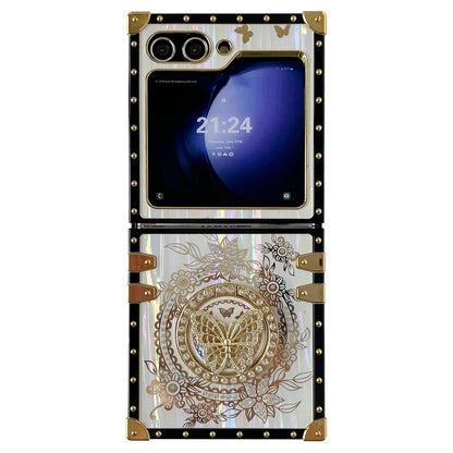 For Samsung Galaxy Z Flip5 5G Case Butterfly Decor Kickstand TPU+PC Electroplating Phone Cover