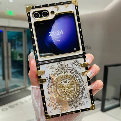 For Samsung Galaxy Z Flip5 5G Case Butterfly Decor Kickstand TPU+PC Electroplating Phone Cover