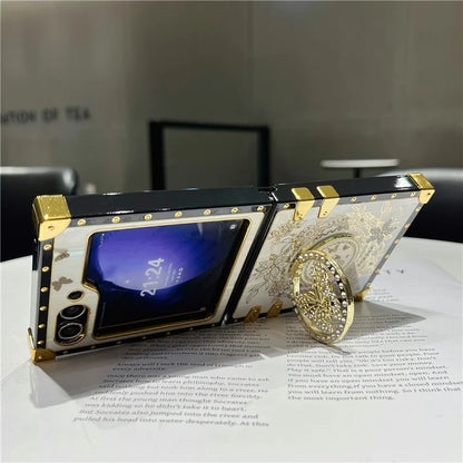 For Samsung Galaxy Z Flip5 5G Case Butterfly Decor Kickstand TPU+PC Electroplating Phone Cover