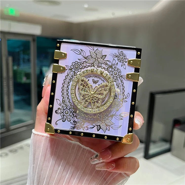 For Samsung Galaxy Z Flip5 5G Case Butterfly Decor Kickstand TPU+PC Electroplating Phone Cover