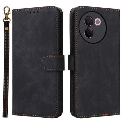 For vivo V30e 5G Case RFID Blocking Leather Wallet Phone Cover with Strap