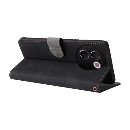 For vivo V30e 5G Case RFID Blocking Leather Wallet Phone Cover with Strap